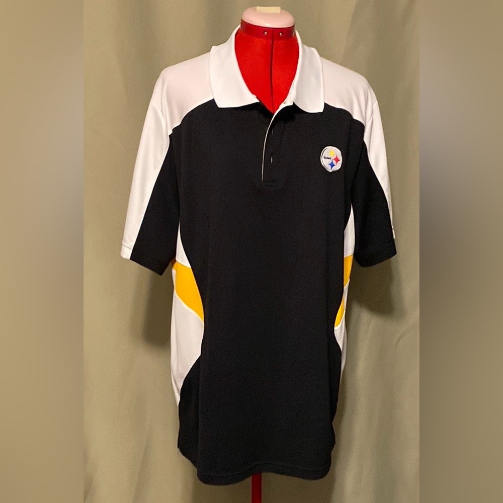 Pittsburgh Steelers NFL Short Sleeve  Reebok Polo shirt Black Mens size XL